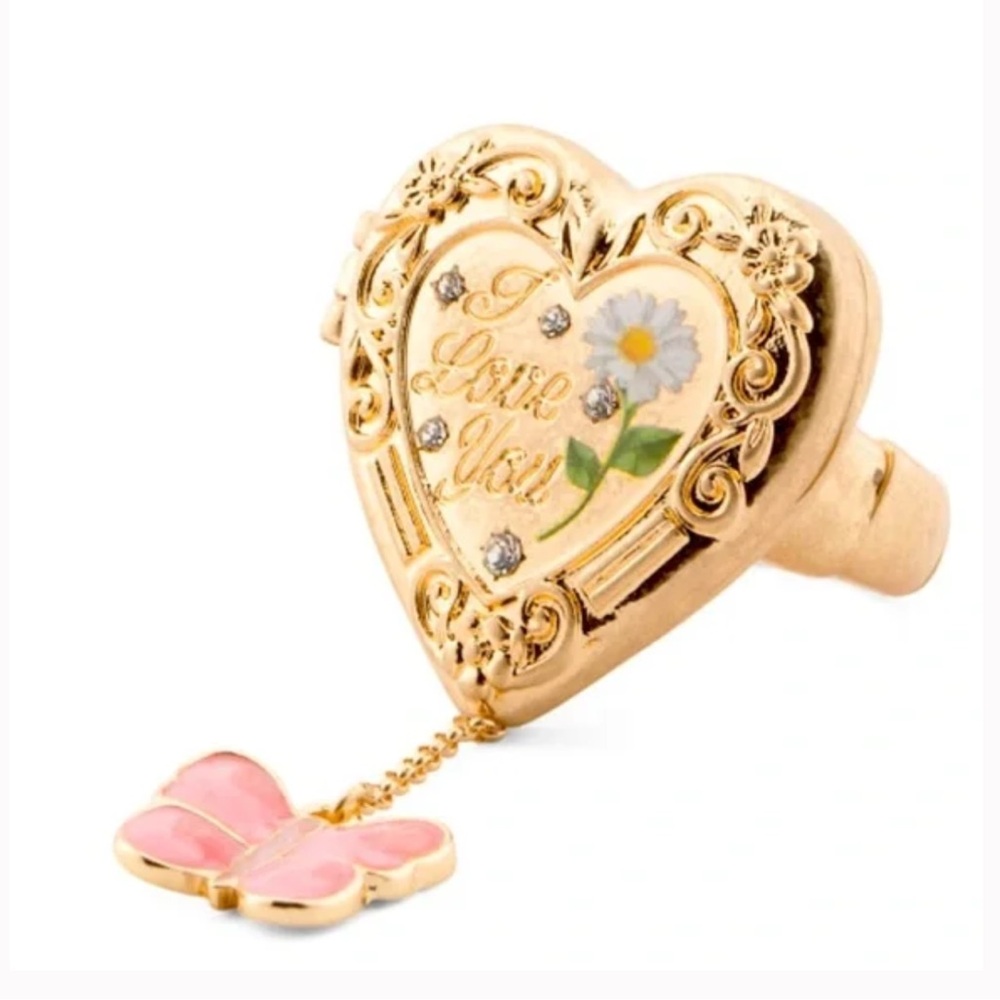 Betsey Johnson Heart Butterfly Daisy Locket Ring New